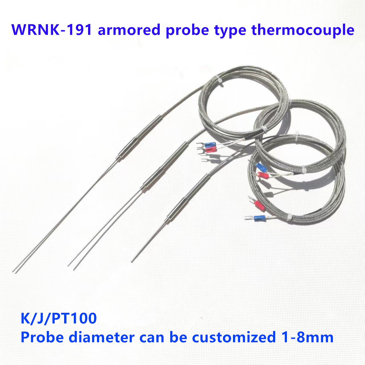 K-type J-type PT100 armored thermocouple WRNK-191/131/291R thermal resistance temperature-resistant needle type can be bent